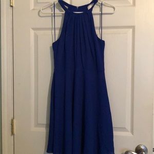 Royal blue halter neck dress
